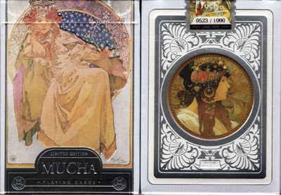 PlayingCardDecks.com-Mucha Princess Hyacinth Silver Playing Cards TCC