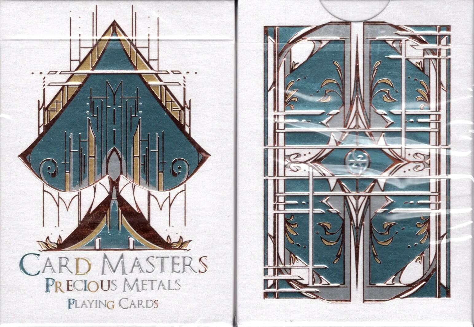 PlayingCardDecks.com-Card Masters Precious Metal White Deluxe Playing Cards USPCC