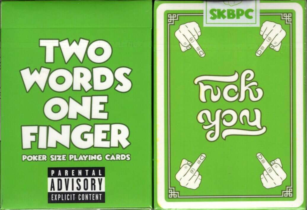 PlayingCardDecks.com-Two Words One Finger Playing Cards Green KeyCardPCC