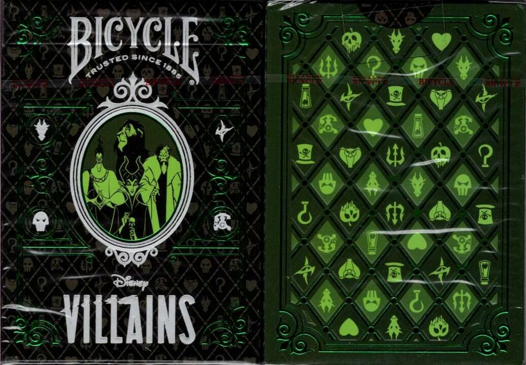 PlayingCardDecks.com-Disney Villains Inspired Green Bicycle Playing Cards