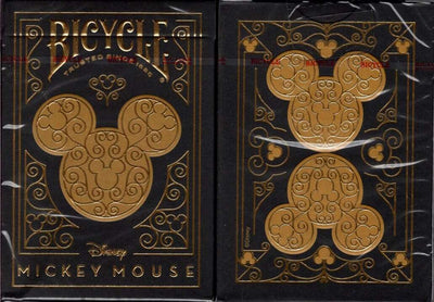 PlayingCardDecks.com-Disney Mickey Mouse Inspired Black and Gold Bicycle Playing Cards
