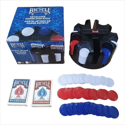 Bicycle Revolving Poker Chip Rack with 200 Chips