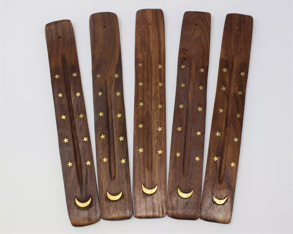 Wooden Incense Ash Catchers with a Cresent Moon