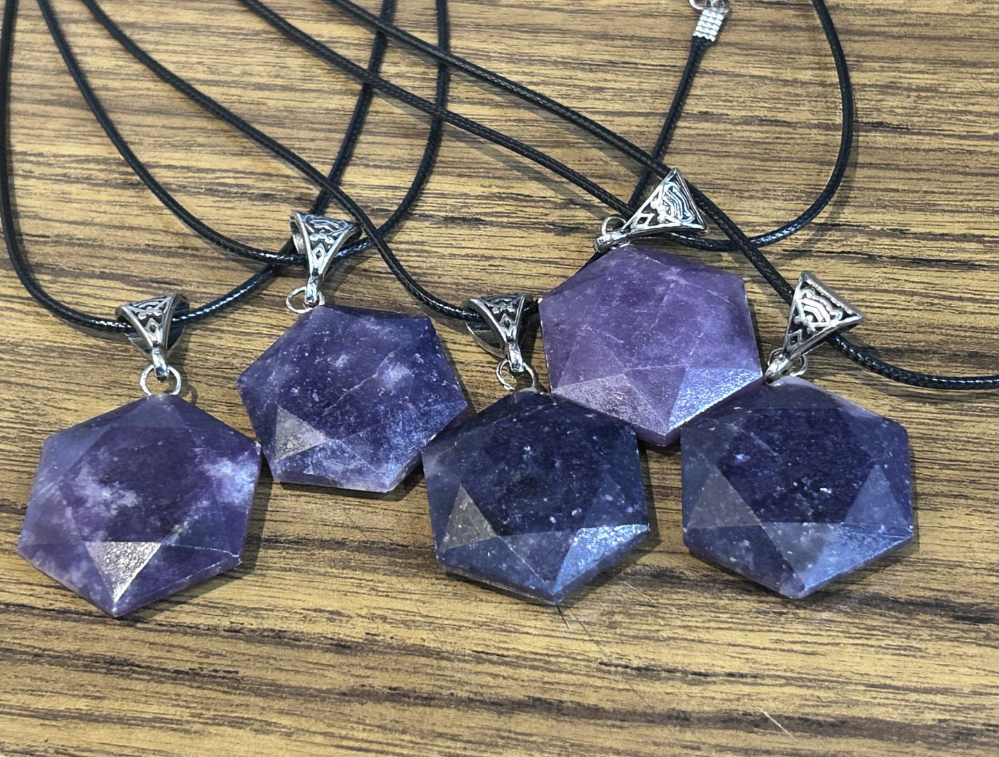 Lepidolite Hexagon Necklace