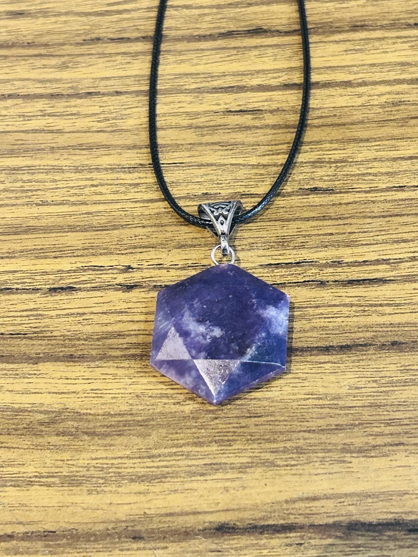 Lepidolite Hexagon Necklace
