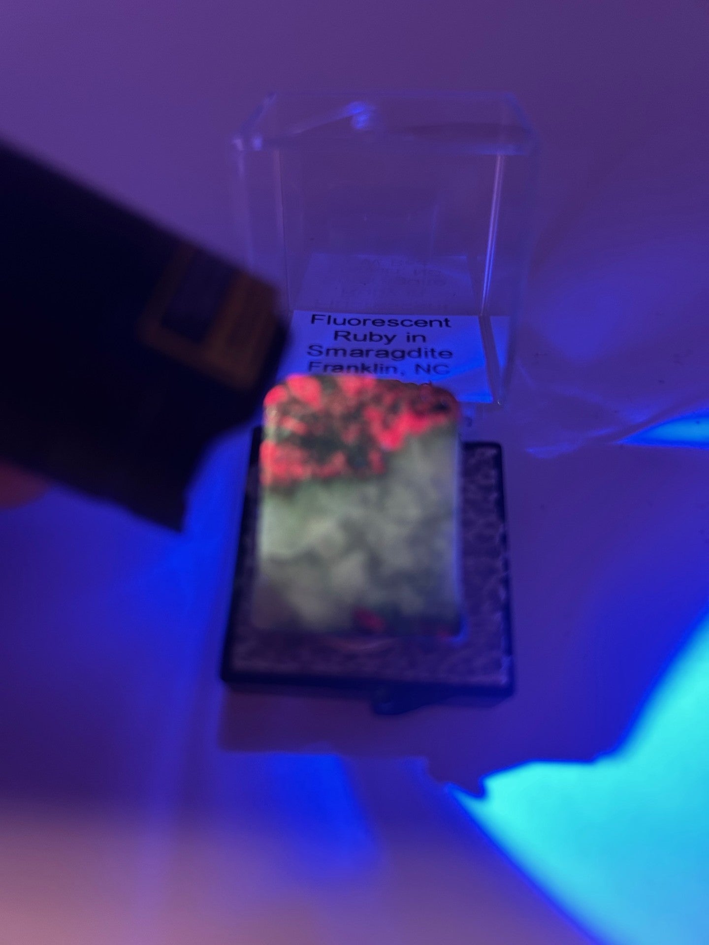 Fluorescent Ruby in Smaragdite