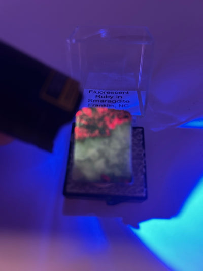 Fluorescent Ruby in Smaragdite