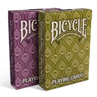 PlayingCardDecks.com-Peacock 2 Deck Set Green Purple Playing Cards