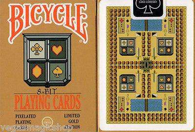 PlayingCardDecks.com-8-Bit Gold Pixelated Bicycle Playing Cards Deck