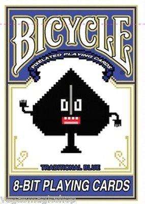 PlayingCardDecks.com-8-Bit Traditional Blue Pixelated Bicycle Playing Cards Deck