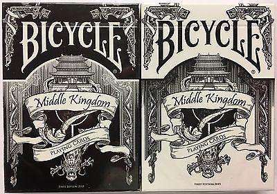 PlayingCardDecks.com-Middle Kingdom 2 Deck Set Black White Bicycle Playing Cards