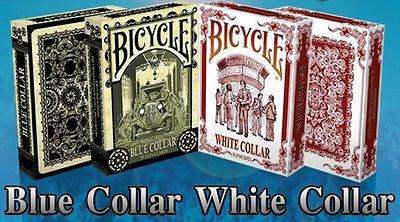 PlayingCardDecks.com-White & Blue Collar 2 Deck Set Bicycle Playing Cards