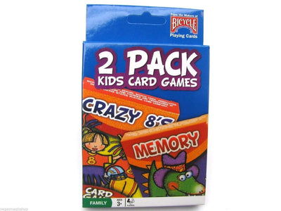 PlayingCardDecks.com-2 Pack Kids Card Games Playing Cards - Crazy 8's & Memory
