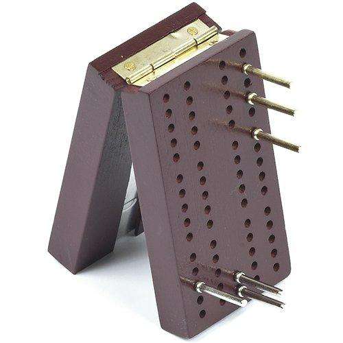 PlayingCardDecks.com-Travel Pocket Size Wooden Cribbage Board with Metal Pegs