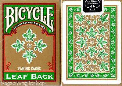 PlayingCardDecks.com-Leaf Back Green Gold Bicycle Playing Cards Deck