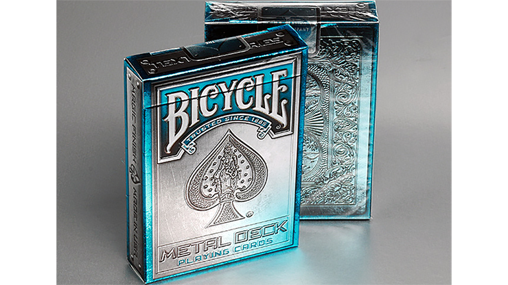 PlayingCardDecks.com-Metal Rider Back Blue Bicycle Playing Cards