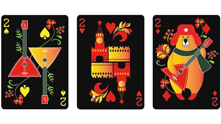 PlayingCardDecks.com-Russian Folk Art Limited Edition Black Playing Cards USPCC