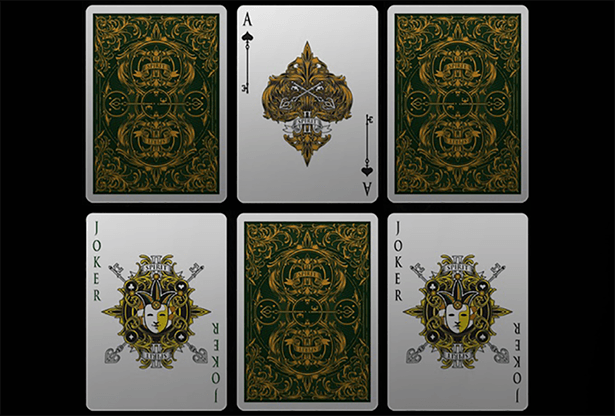 PlayingCardDecks.com-Spirit II Green Gold Gilded Playing Cards USPCC