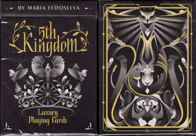PlayingCardDecks.com-5th Kingdom Black Gold Gilded Playing Cards USPCC