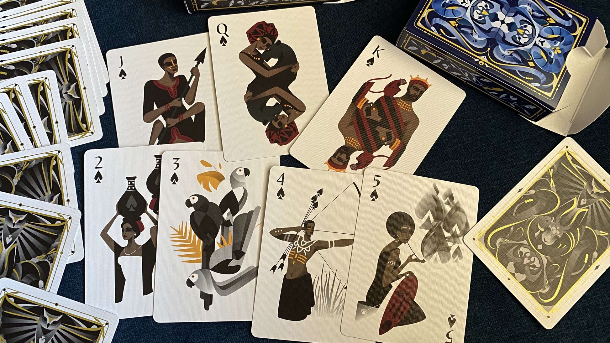 PlayingCardDecks.com-5th Kingdom Black Gold Gilded Playing Cards USPCC