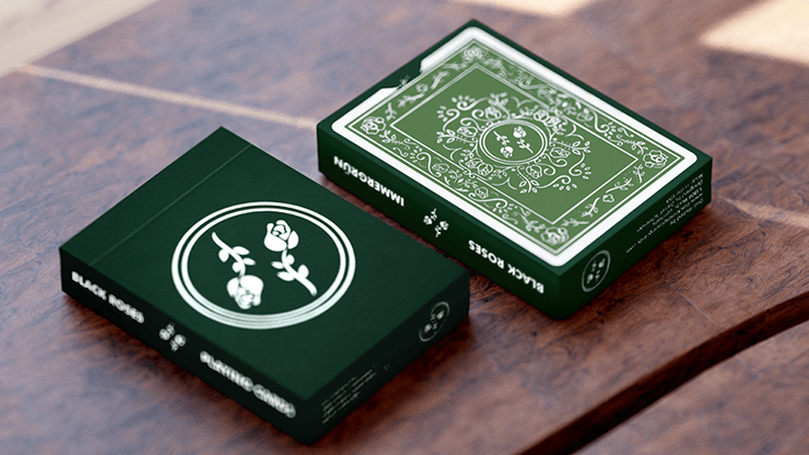 PlayingCardDecks.com-Black Roses 2nd Edition Green Playing Cards USPCC