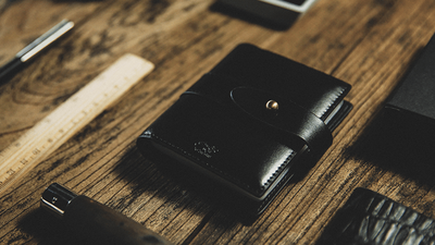 PlayingCardDecks.com-Multi Packet Black Leather Card Holder Folder