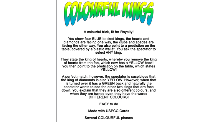 PlayingCardDecks.com-Colorful Kings Magic Trick