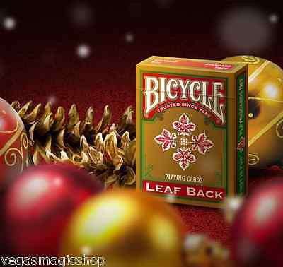 PlayingCardDecks.com-Leaf Back Red Gold Bicycle Playing Cards Deck