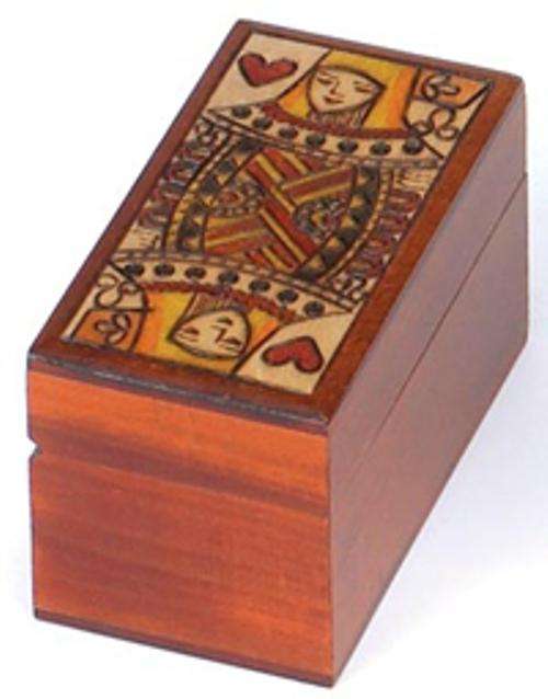 PlayingCardDecks.com-Queen of Hearts Wooden Box - Holds 2 Decks of Playing Cards