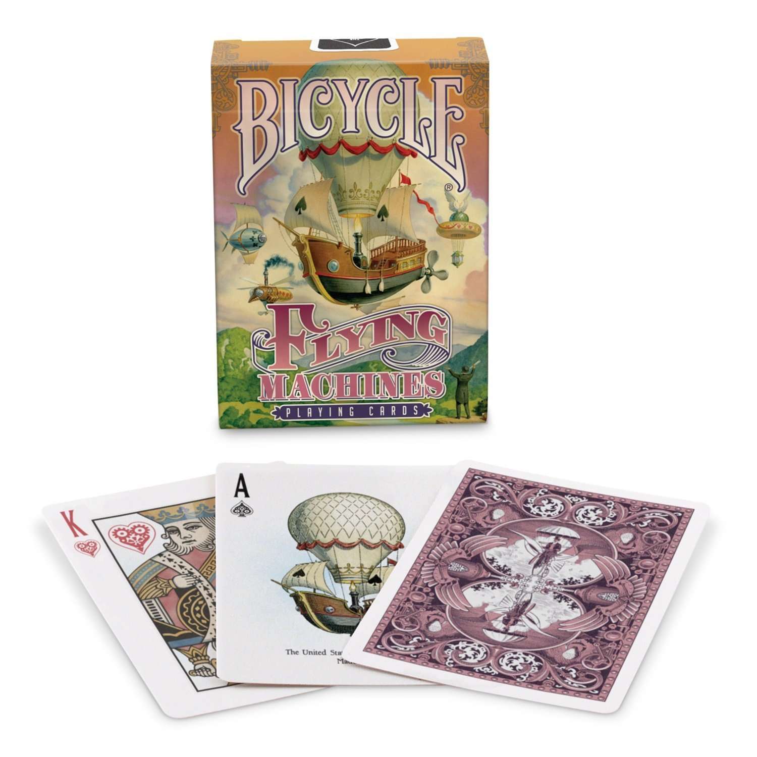 PlayingCardDecks.com-Flying Machines Red Bicycle Playing Cards