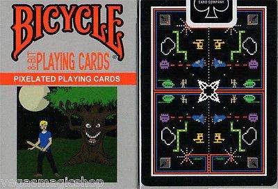 PlayingCardDecks.com-8-Bit Black Pixelated Bicycle Playing Cards Deck