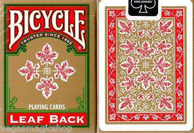 PlayingCardDecks.com-Leaf Back Red Gold Bicycle Playing Cards Deck