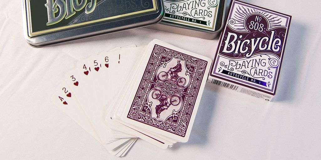 PlayingCardDecks.com-AUTOCYCLE NO.1 Bicycle Playing Cards - Purple & Green in Collectors Tin