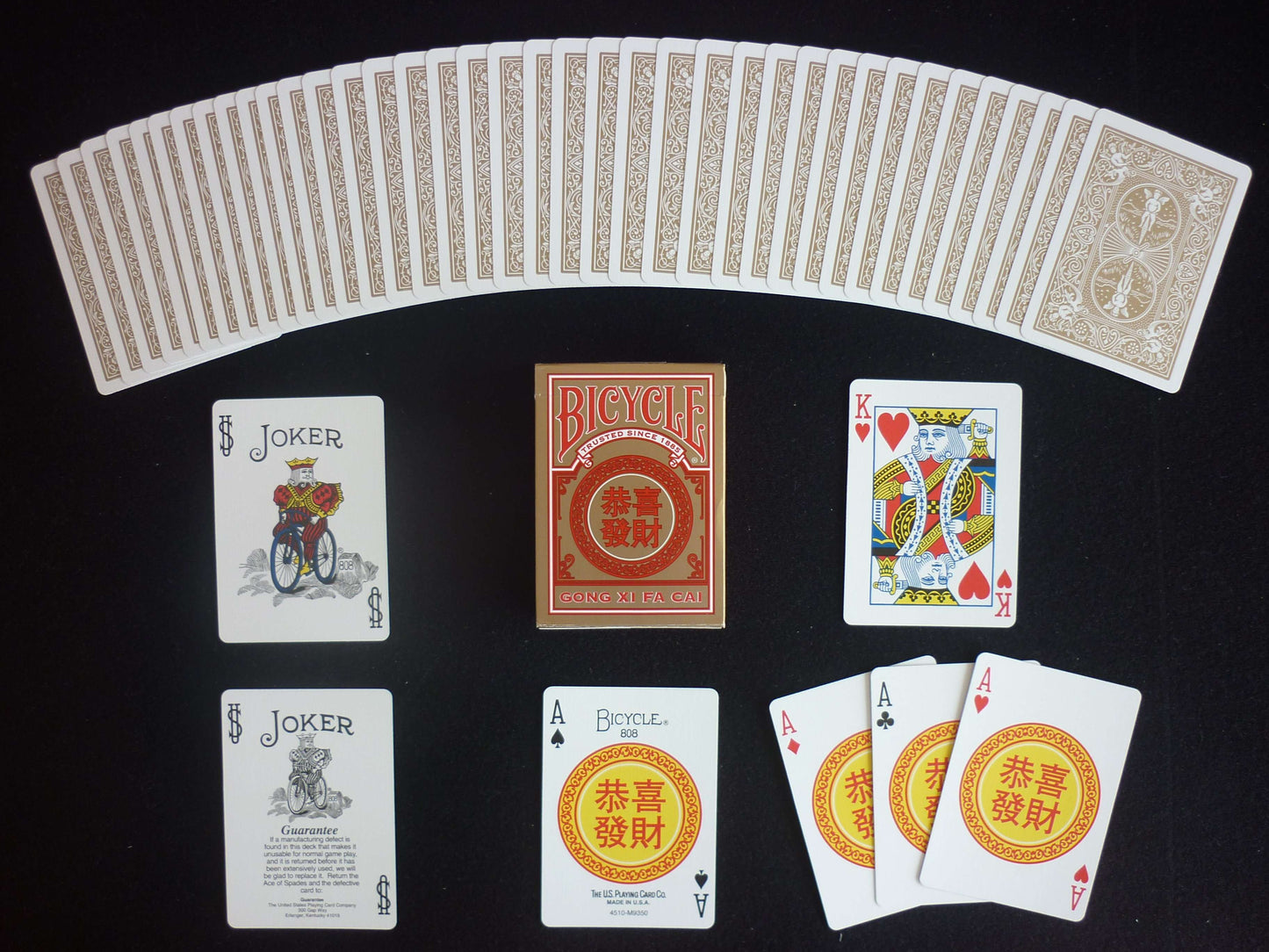 PlayingCardDecks.com-Gong Xi Fa Cai Gold Bicycle Playing Cards