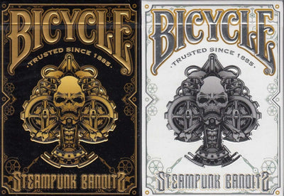 PlayingCardDecks.com-Steampunk Bandits Bicycle Playing Cards - Black & White