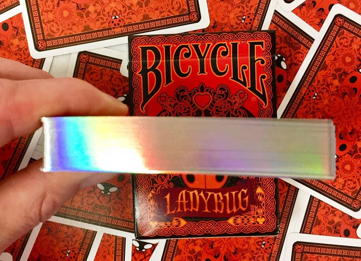PlayingCardDecks.com-Ladybug Bicycle Gilded Playing Cards: Black Deck