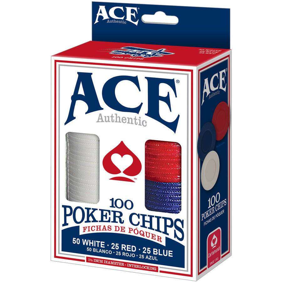 PlayingCardDecks.com-Ace Authentic 100 Count Poker Chips Cartamundi
