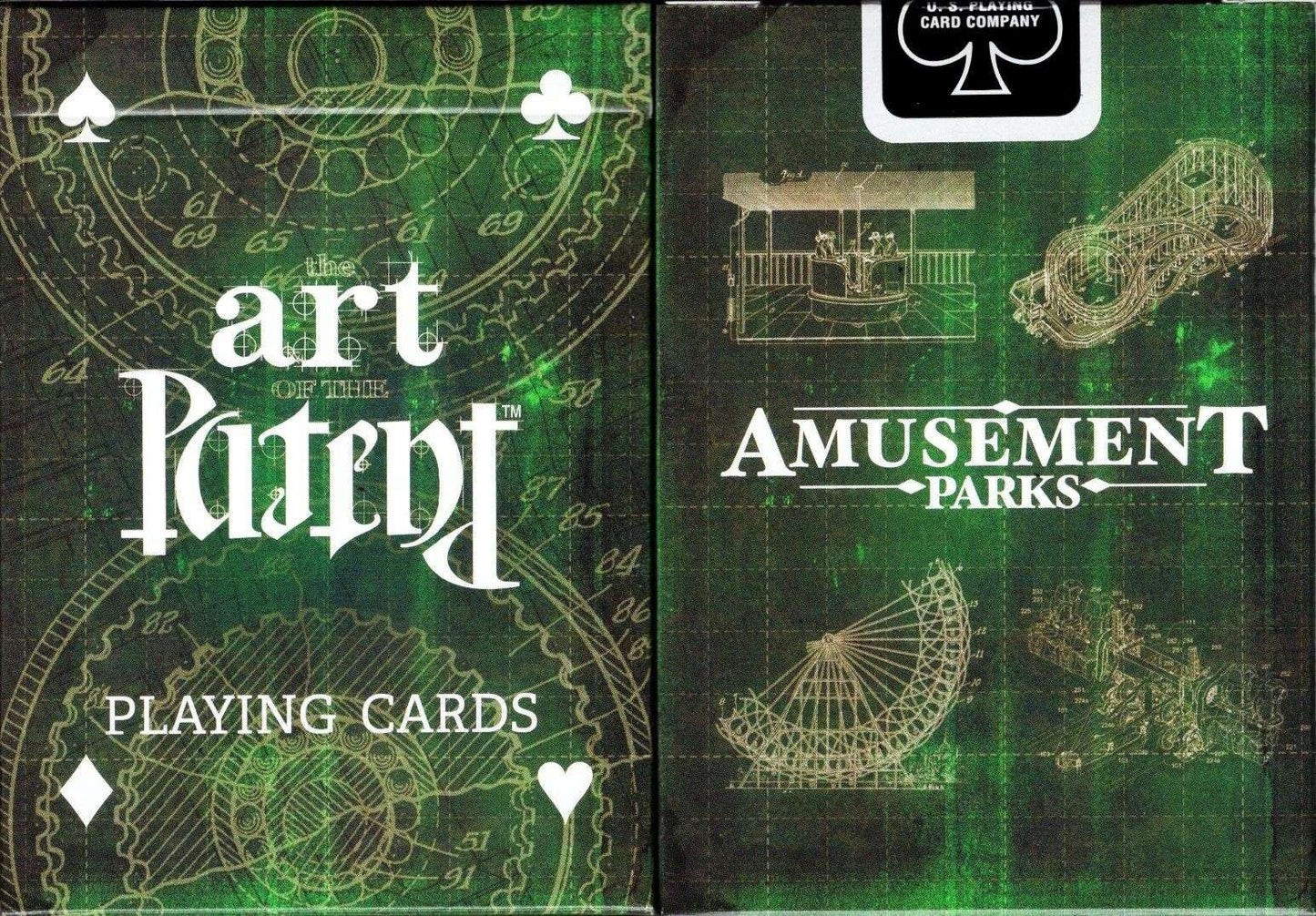 PlayingCardDecks.com-Art of the Patent Playing Cards USPCC: Amusement Parks Green