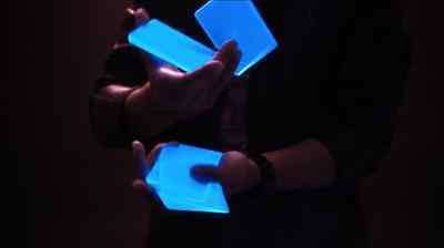 PlayingCardDecks.com-Neon Blue Deck by Sans Mind Creative 9 Piece Acrylic Cardistry Black Light Glow