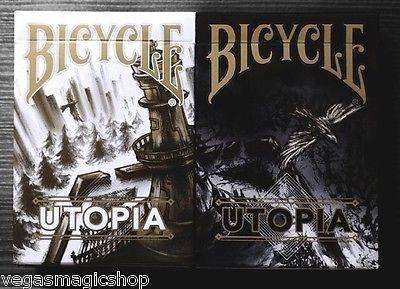 PlayingCardDecks.com-Utopia Gold & Black 2 Deck Set Bicycle Playing Cards