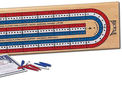 PlayingCardDecks.com-Bicycle 3-Track Color Coded Wooden Cribbage Board