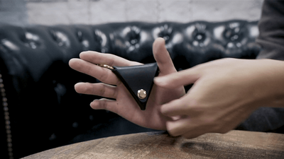 PlayingCardDecks.com-Black Leather 1/2 Dollar Size Coin Pouch
