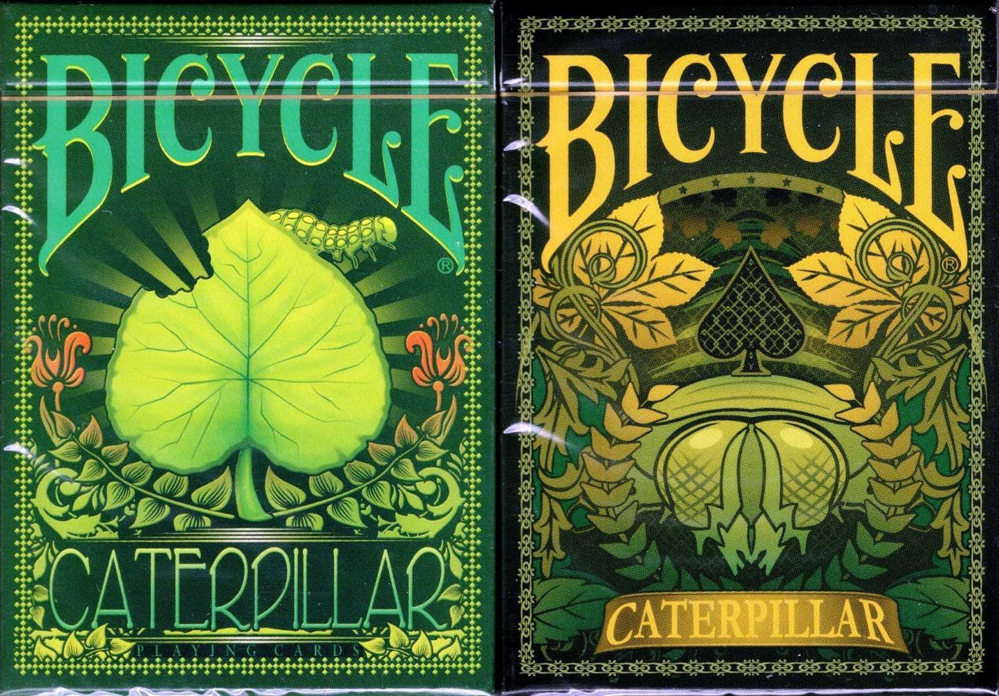 PlayingCardDecks.com-Caterpillar Gilded Bicycle Playing Cards: 2 Deck Set