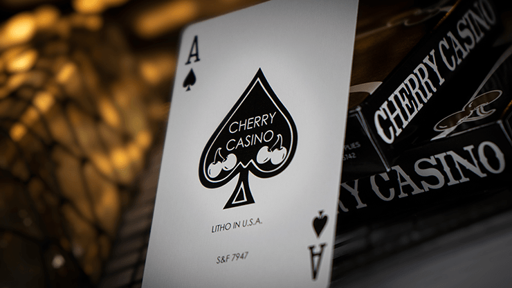 PlayingCardDecks.com-Cherry Casino Limited Monte Carlo Black & Gold Playing Cards USPCC