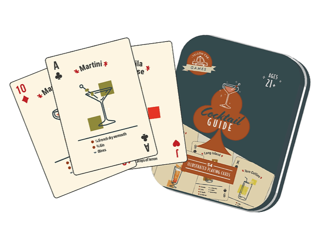 PlayingCardDecks.com-Cocktail Guide Playing Cards In Tin