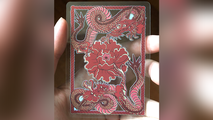 PlayingCardDecks.com-Dragon Fire Red Plastic Transparent Playing Cards