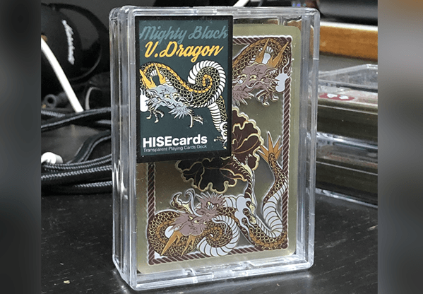 PlayingCardDecks.com-Dragon Mighty Black Plastic Transparent Playing Cards