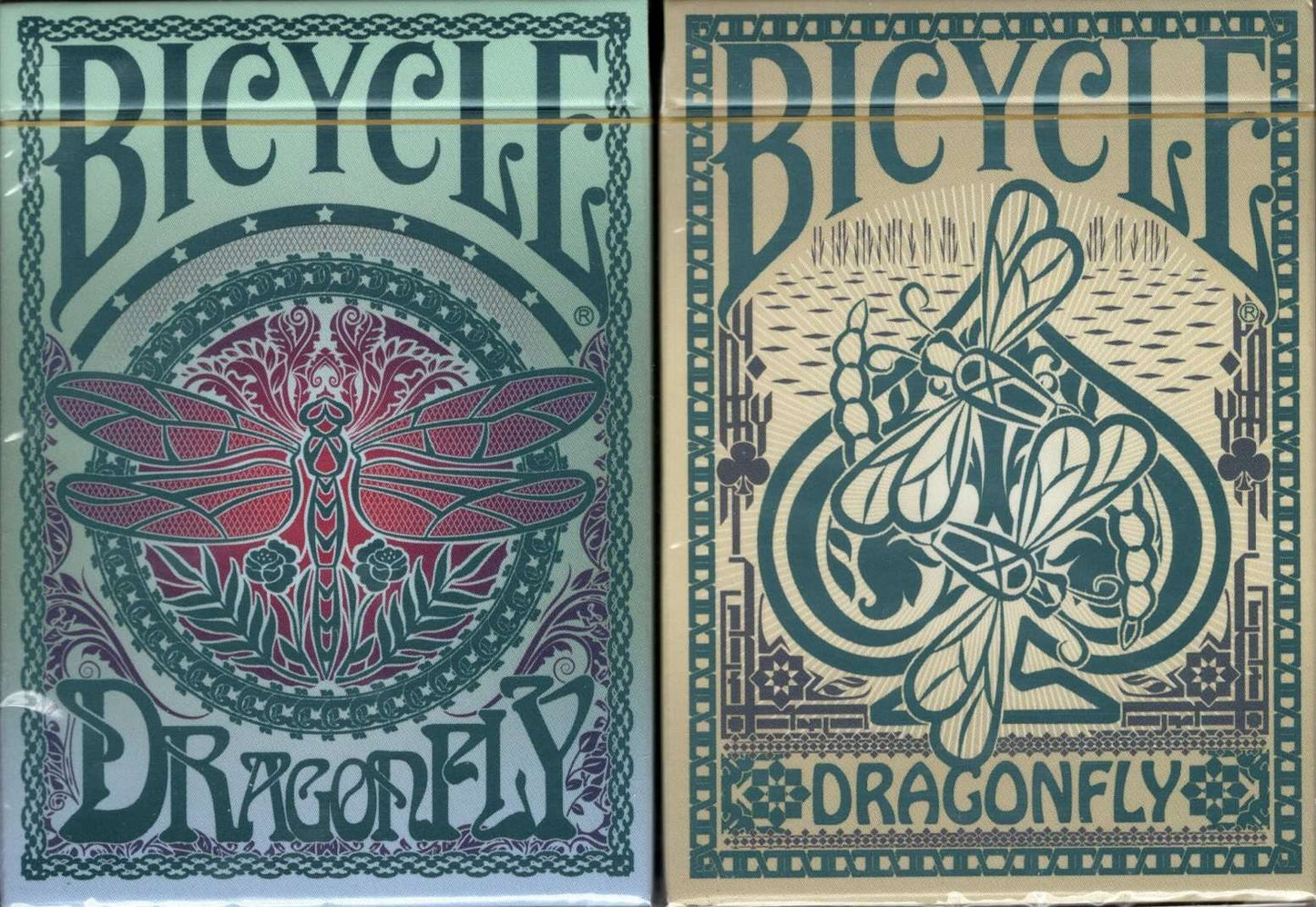 PlayingCardDecks.com-Dragonfly Gilded Bicycle Playing Cards: 2 Deck Set