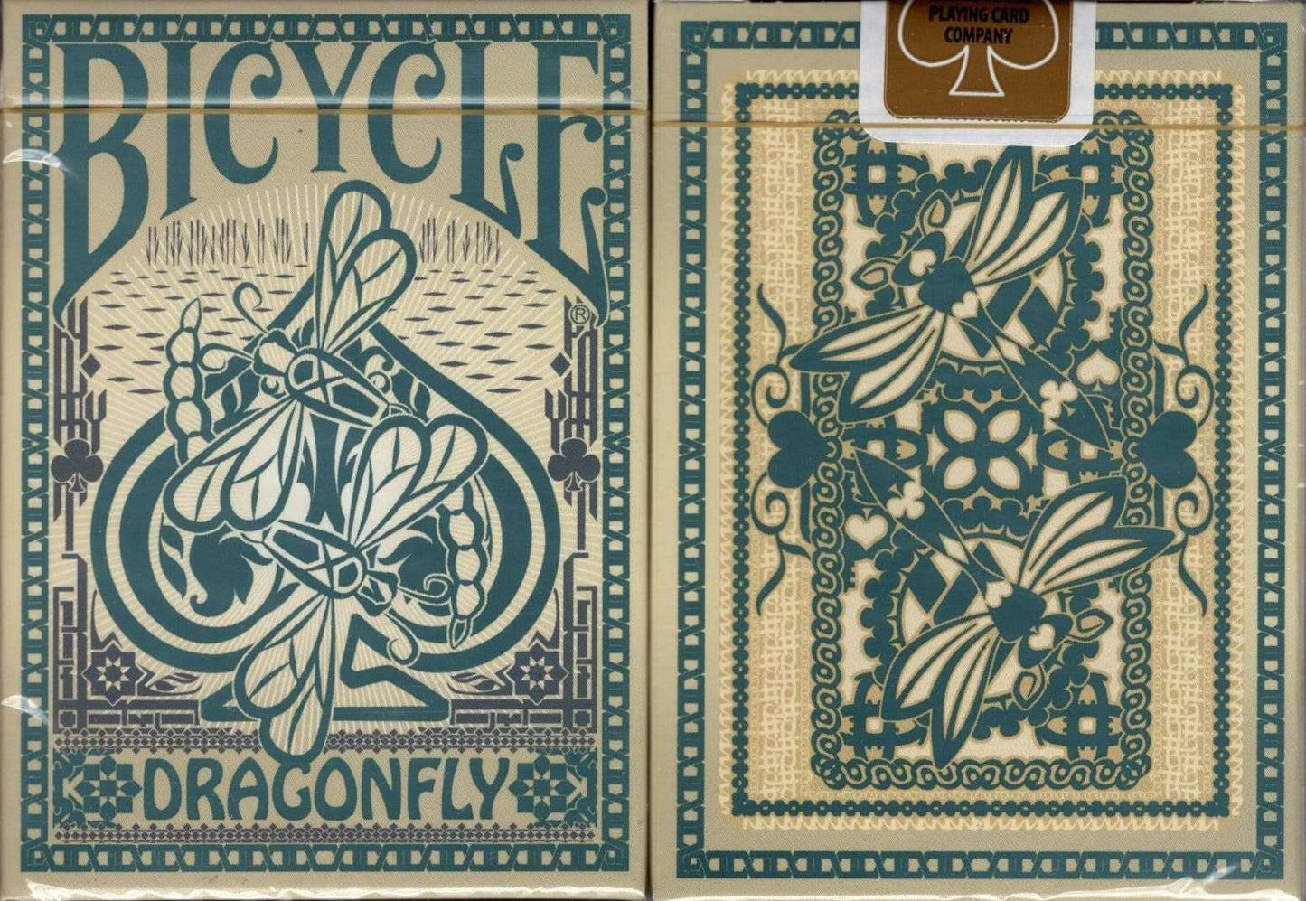 PlayingCardDecks.com-Dragonfly Gilded Bicycle Playing Cards: Tan Deck