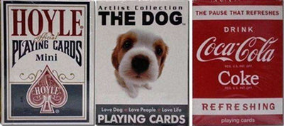 PlayingCardDecks.com-Hoyle Dog Coke 3 Deck Set Mini Playing Cards Small Size